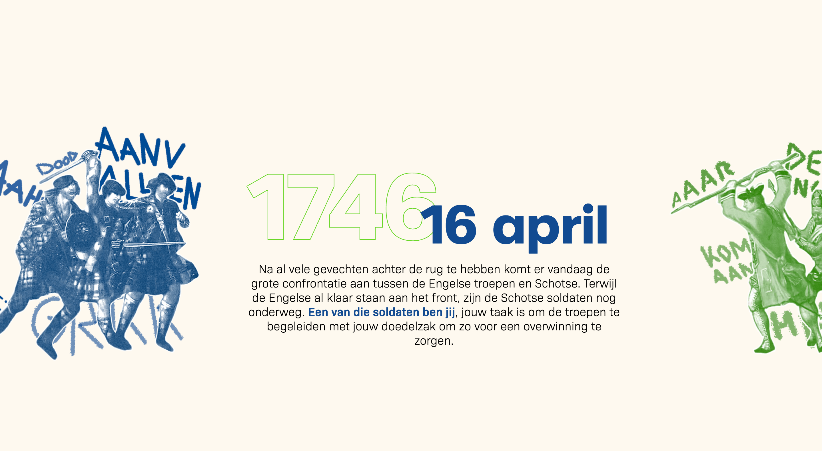 Beeld 1746, 16 april. Schotse en Engelse troepen tegenover elkaar