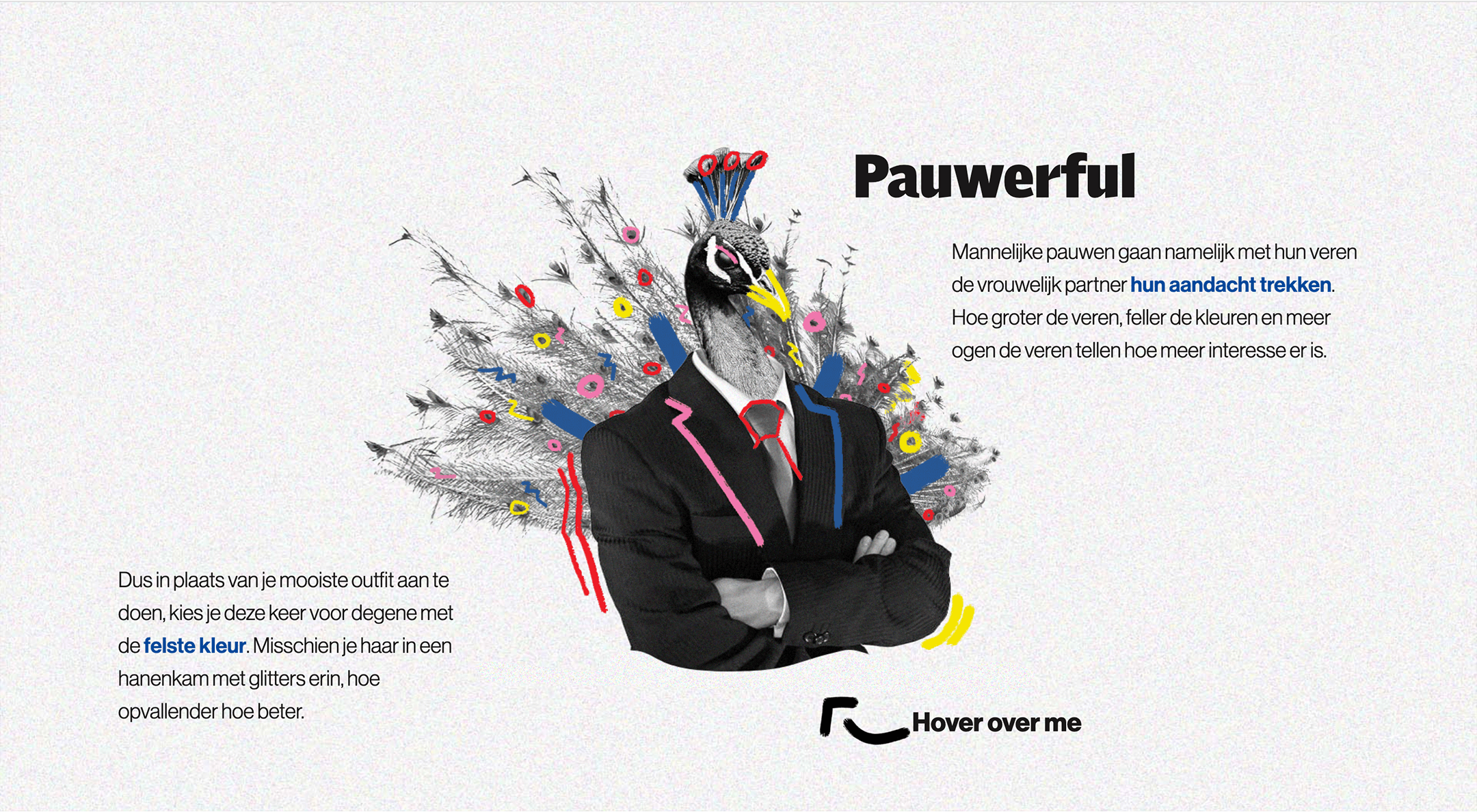 menslichaam met hoofd van pauw op